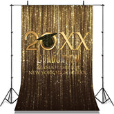 Lofaris Brown And Gold Glitter Class Of 2022 Graduation Backdrop